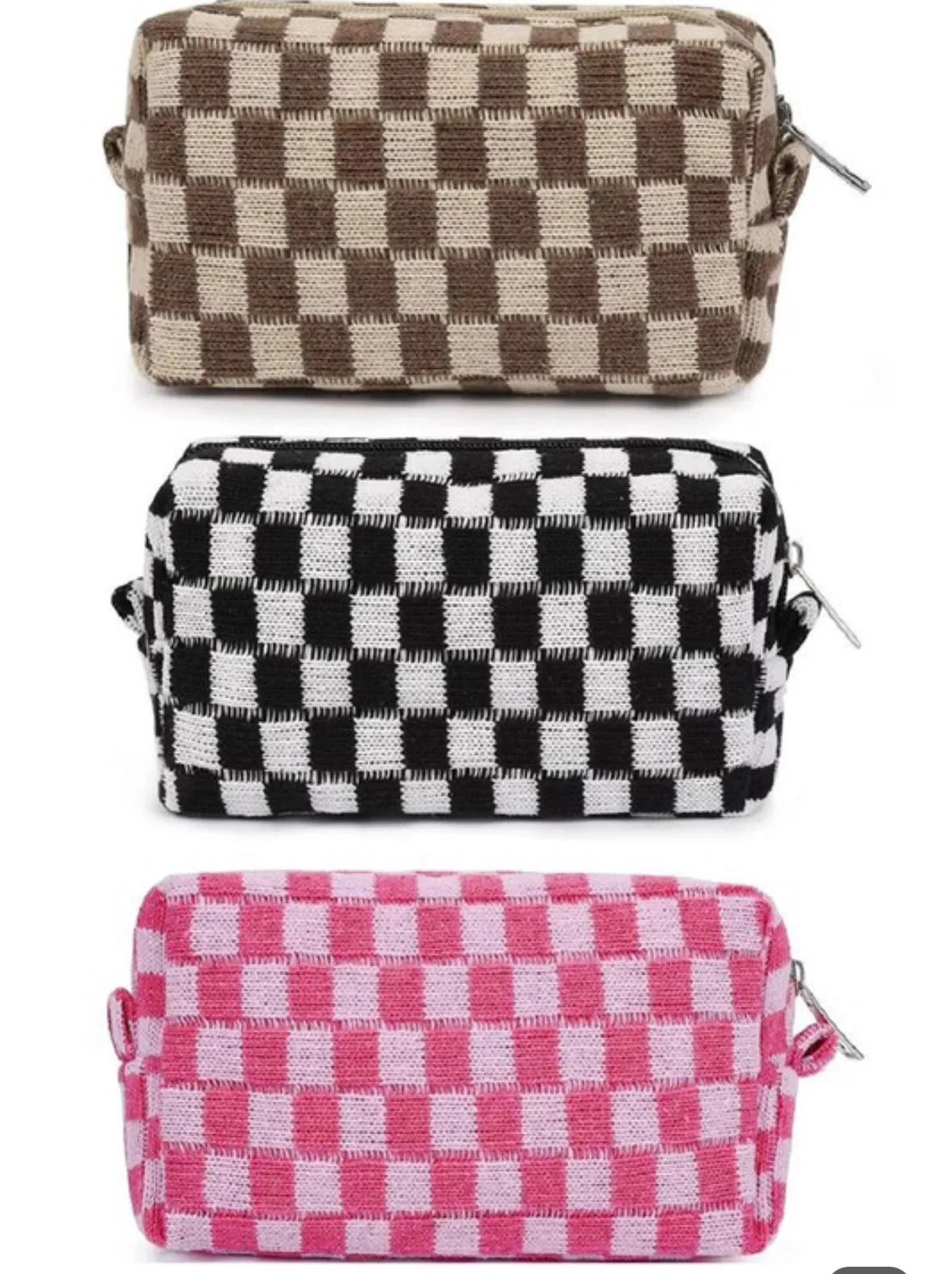 Checkered Cosmetic Bag