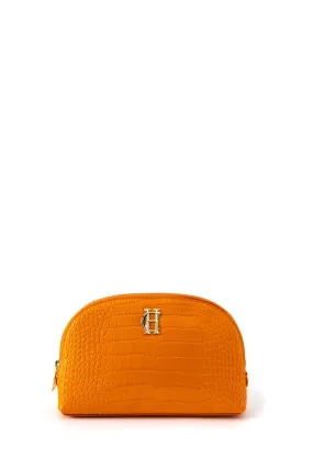 Chelsea Makeup Bag (Orange Croc)