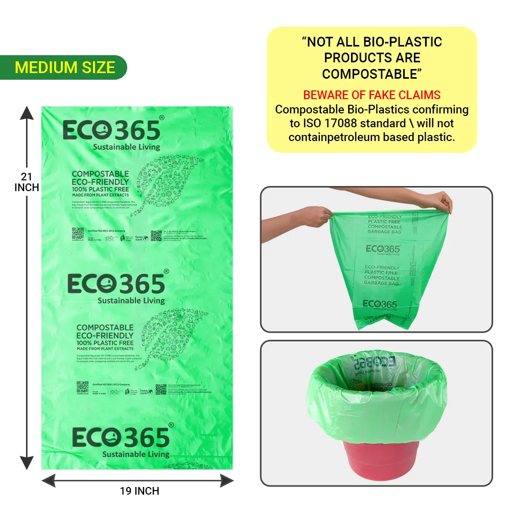 Compostable Garbage Bag 19"x21" - Medium Size Pack of 5 (30pcs in 1 Bundle)