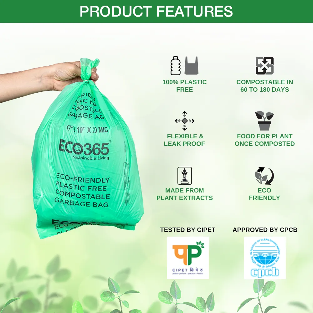 Compostable Garbage Bag 19"x21" - Medium Size Pack of 5 (30pcs in 1 Bundle)