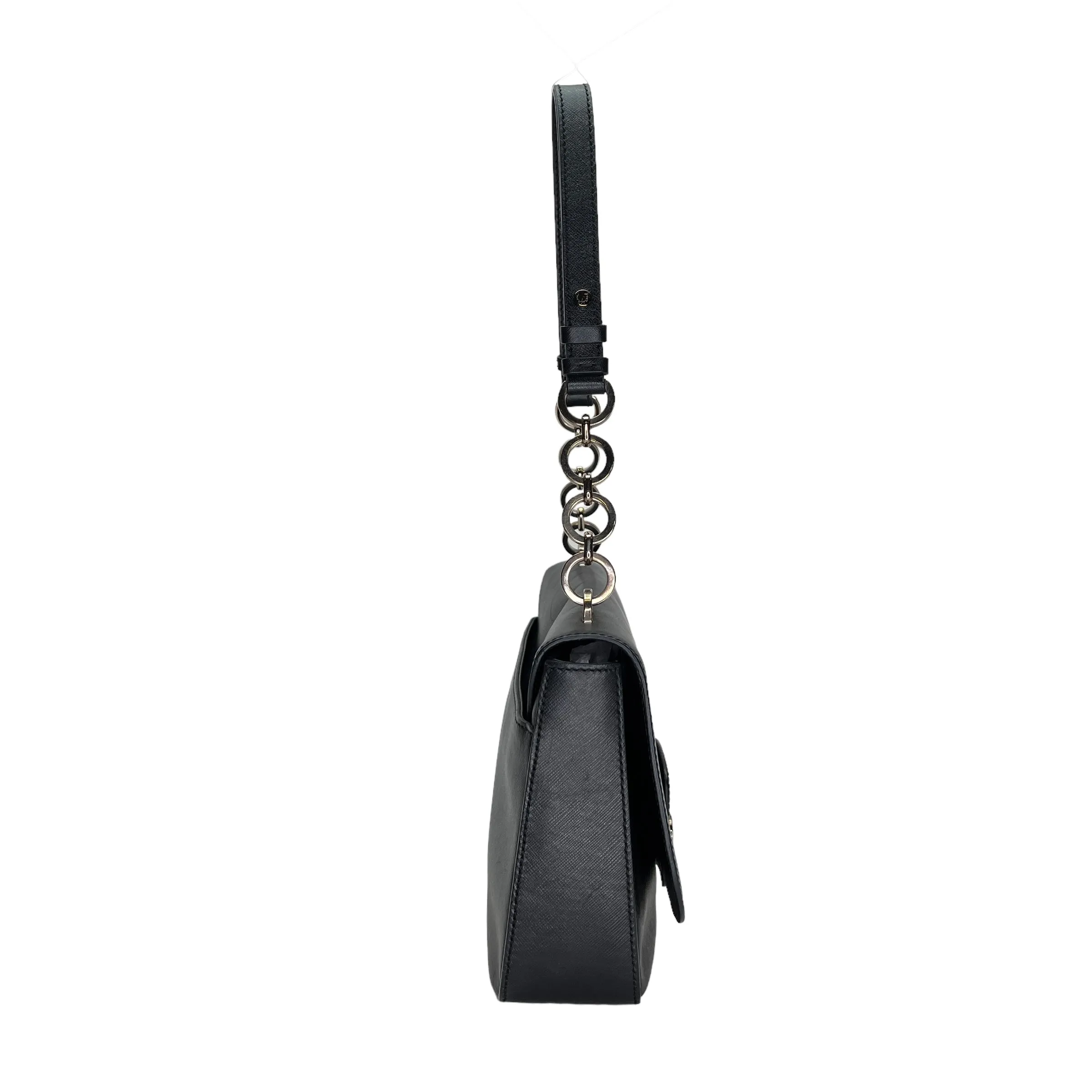 Cross Body Flap bag Black Crossbody Bag in Calfskin, Silver hardware