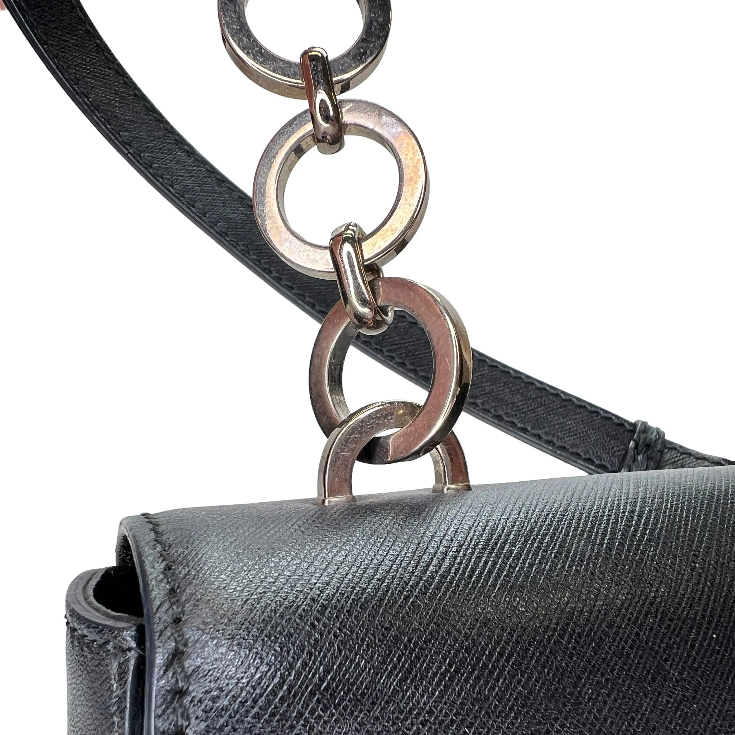 Cross Body Flap bag Black Crossbody Bag in Calfskin, Silver hardware