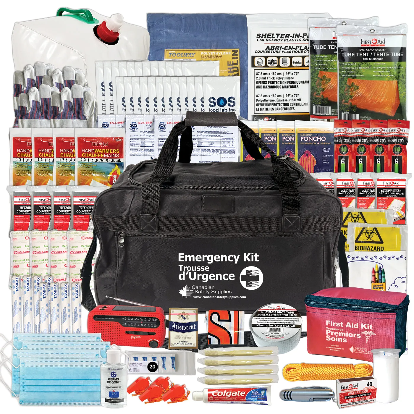 Deluxe 4 Person 72 Hour Emergency Survival Kit with Water