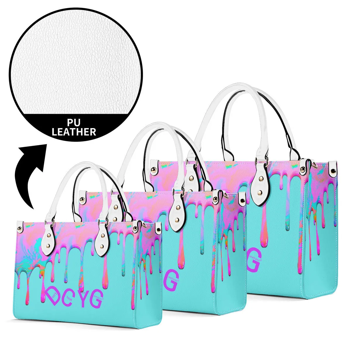 DRIP Pink,Turquoise & Turquoise Multiple Sizes Upgraded Luxury Women PU Leather Handbag