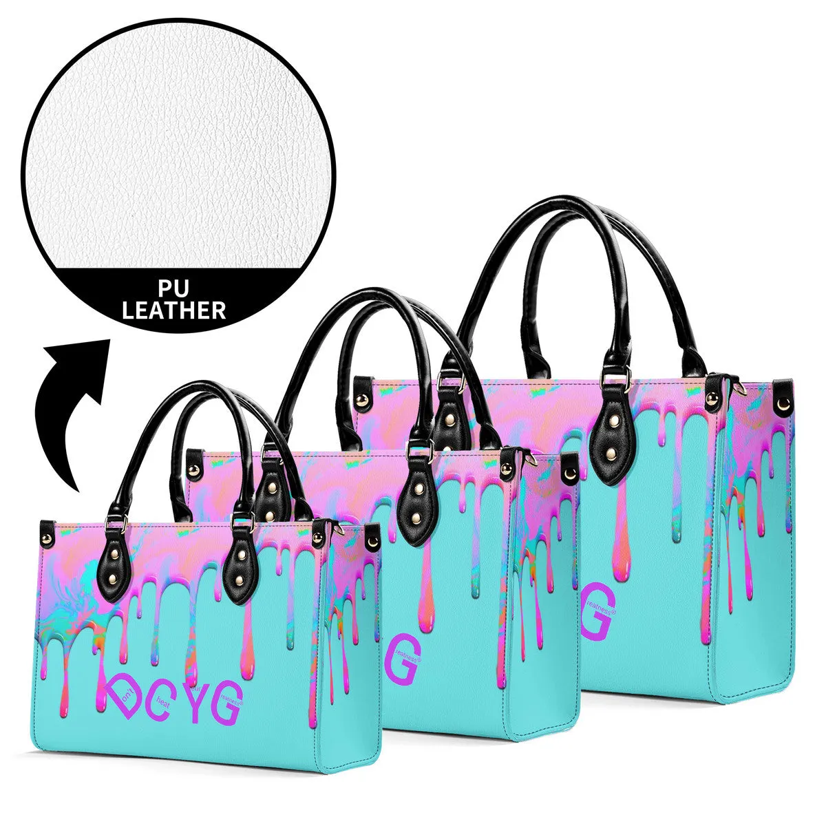 DRIP Pink,Turquoise & Turquoise Multiple Sizes Upgraded Luxury Women PU Leather Handbag