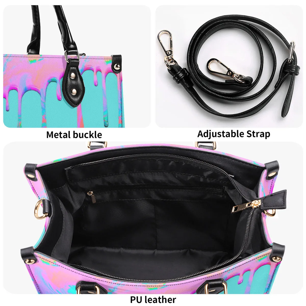 DRIP Pink,Turquoise & Turquoise Multiple Sizes Upgraded Luxury Women PU Leather Handbag