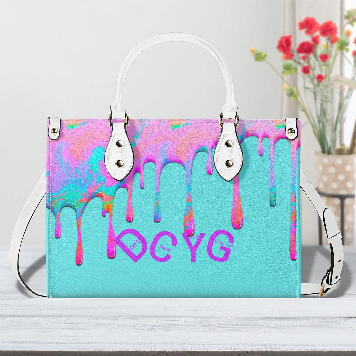 DRIP Pink,Turquoise & Turquoise Multiple Sizes Upgraded Luxury Women PU Leather Handbag