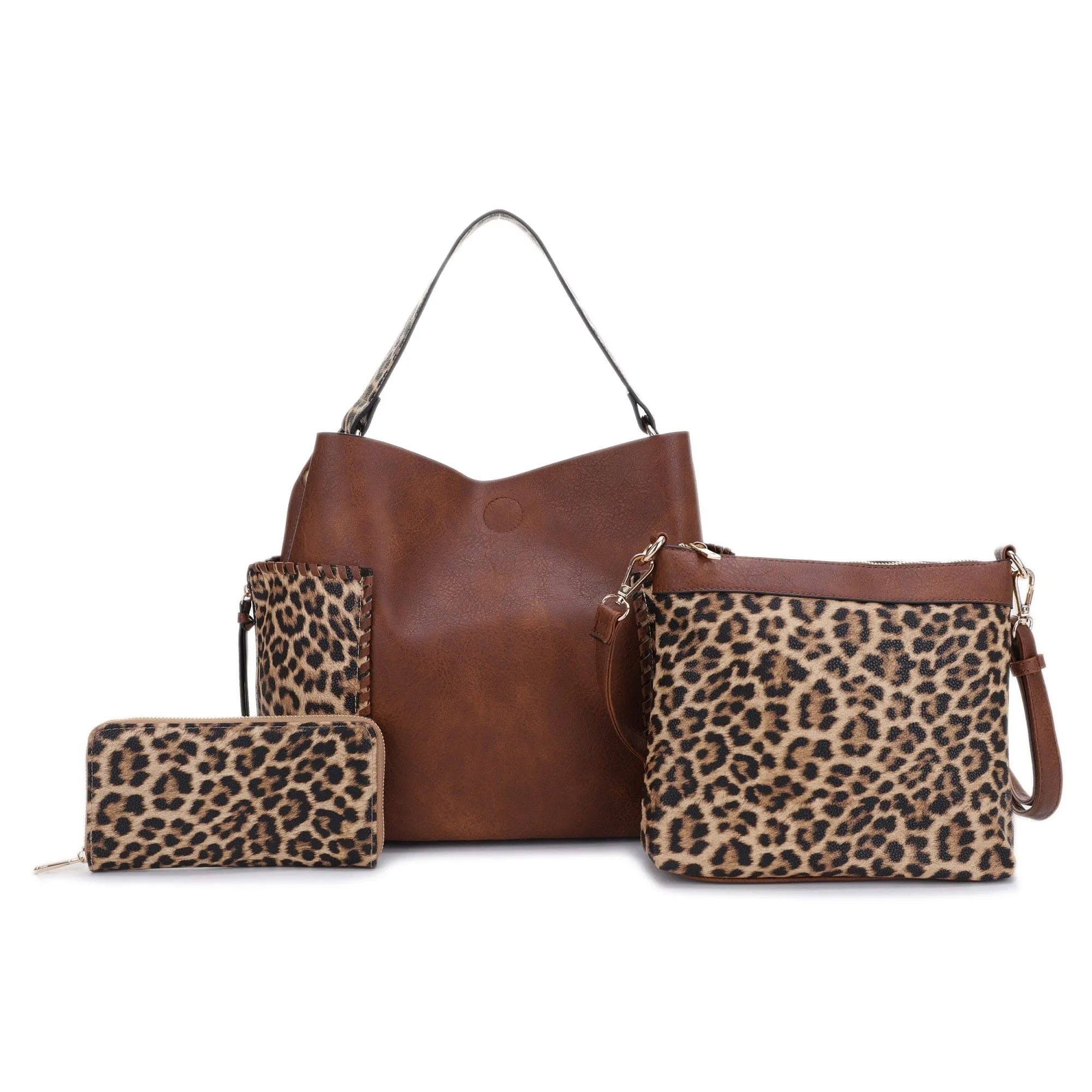 EJ95037L3 Mina Leopard 3 Piece Bag Set