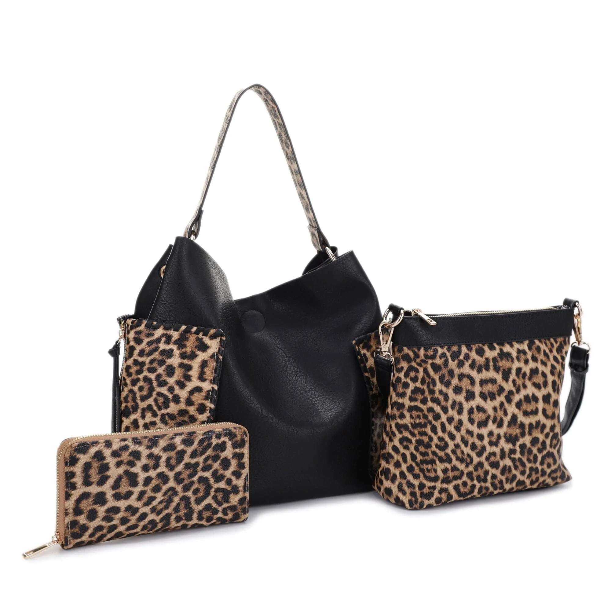 EJ95037L3 Mina Leopard 3 Piece Bag Set