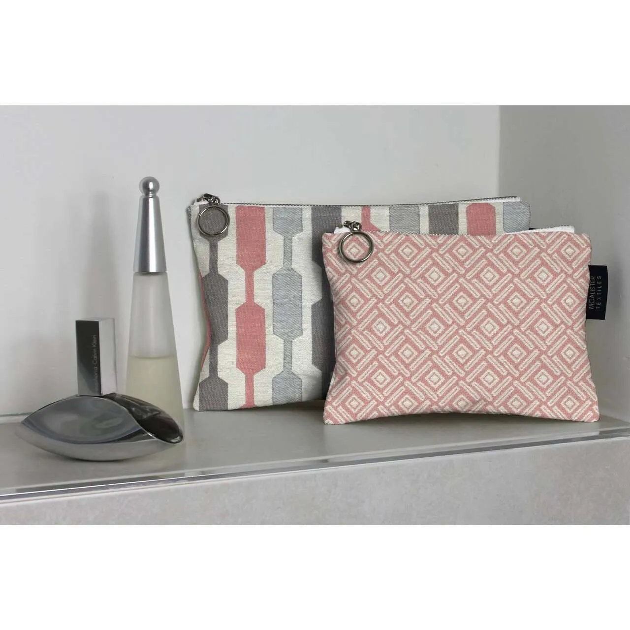 Elva Pink   Grey Makeup Bag Set