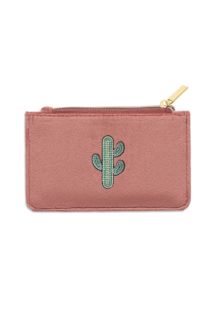 Embroidered Cactus Card Purse