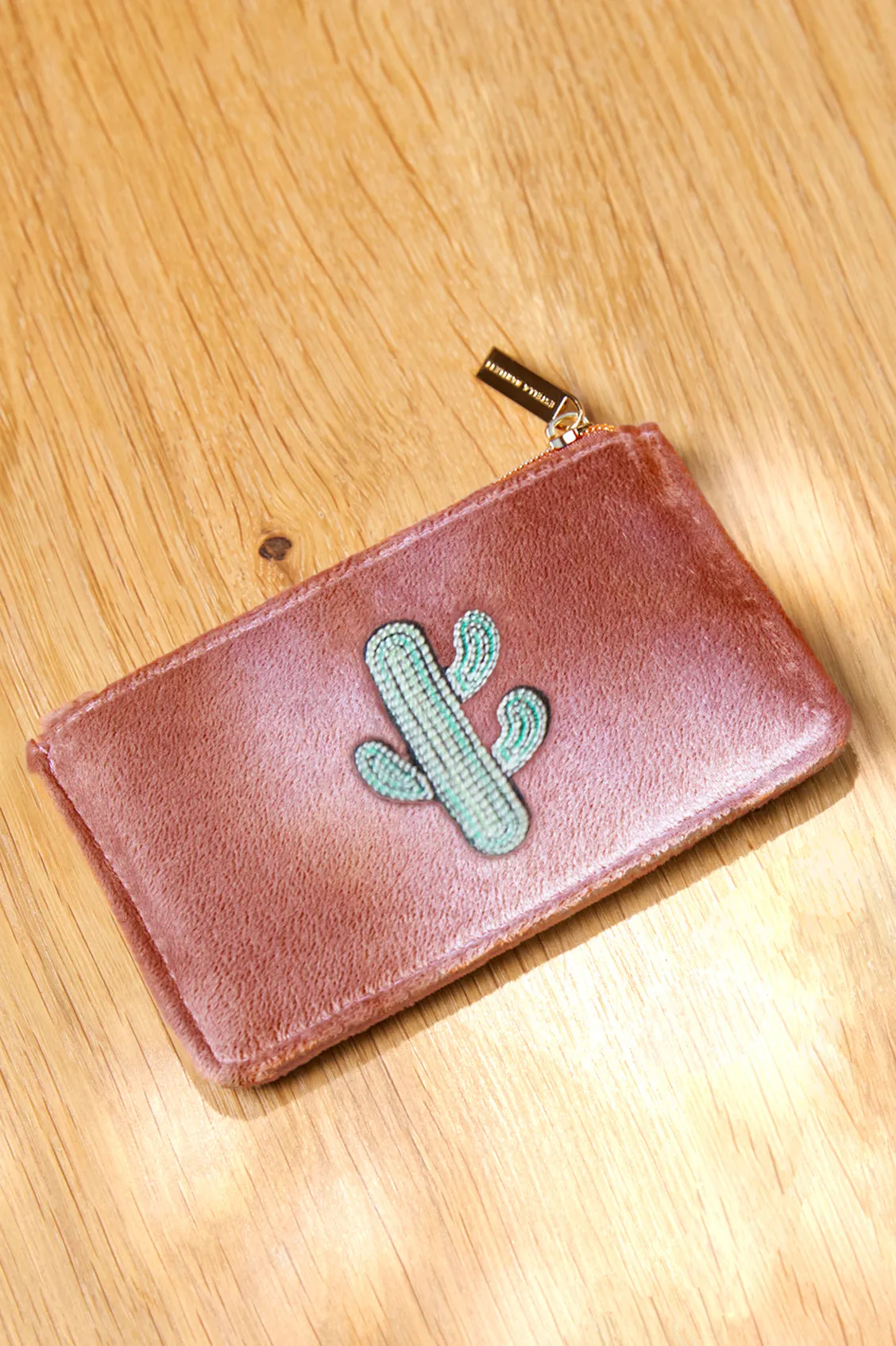 Embroidered Cactus Card Purse