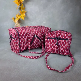 Expandable Travel Bag Maroon Colour with Small Mango Design.