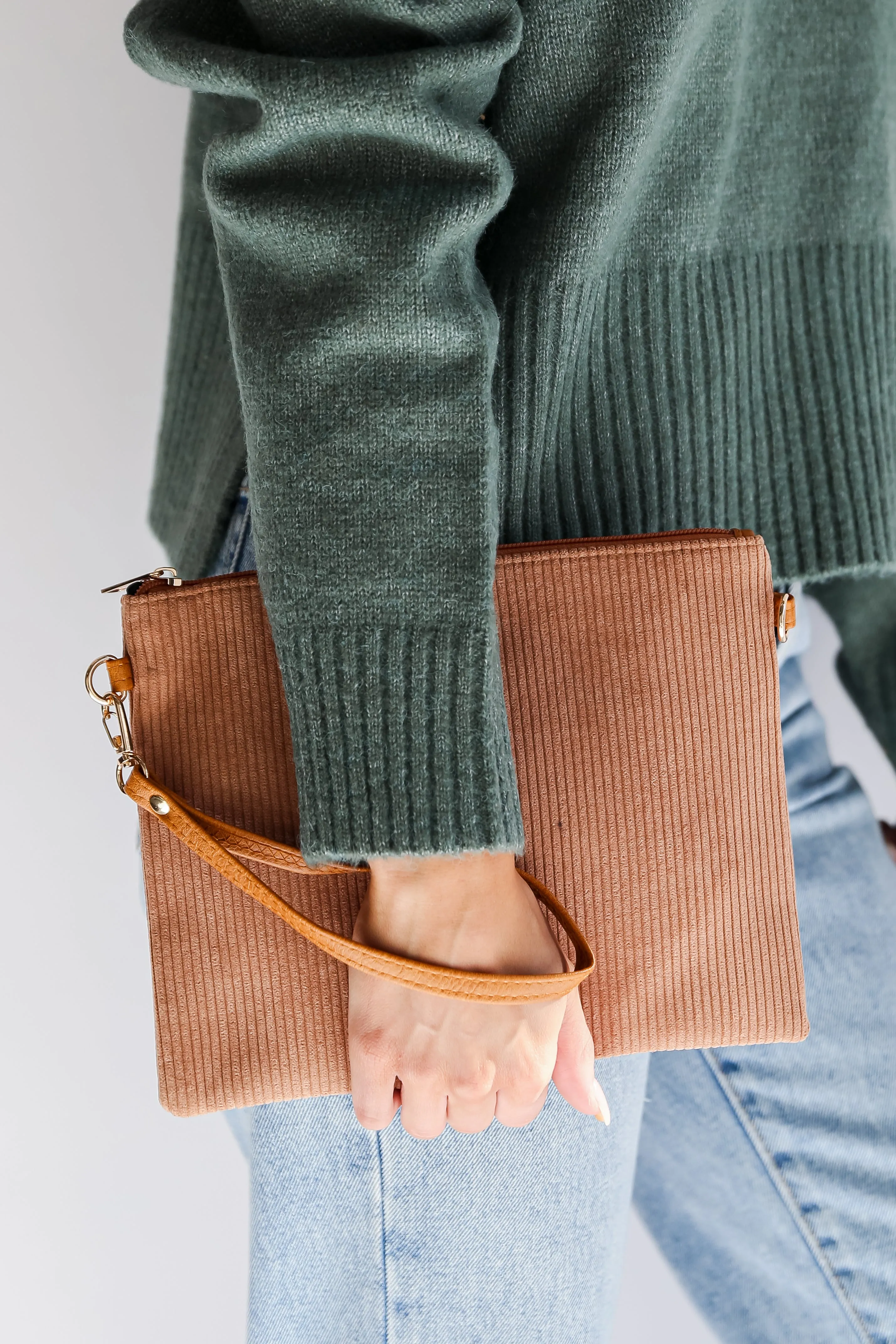 FINAL SALE - Unbelievably Cute Camel Corduroy Crossbody Bag