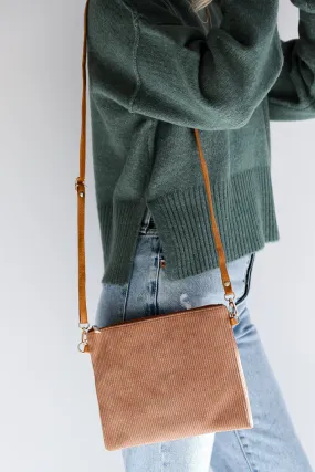 FINAL SALE - Unbelievably Cute Camel Corduroy Crossbody Bag