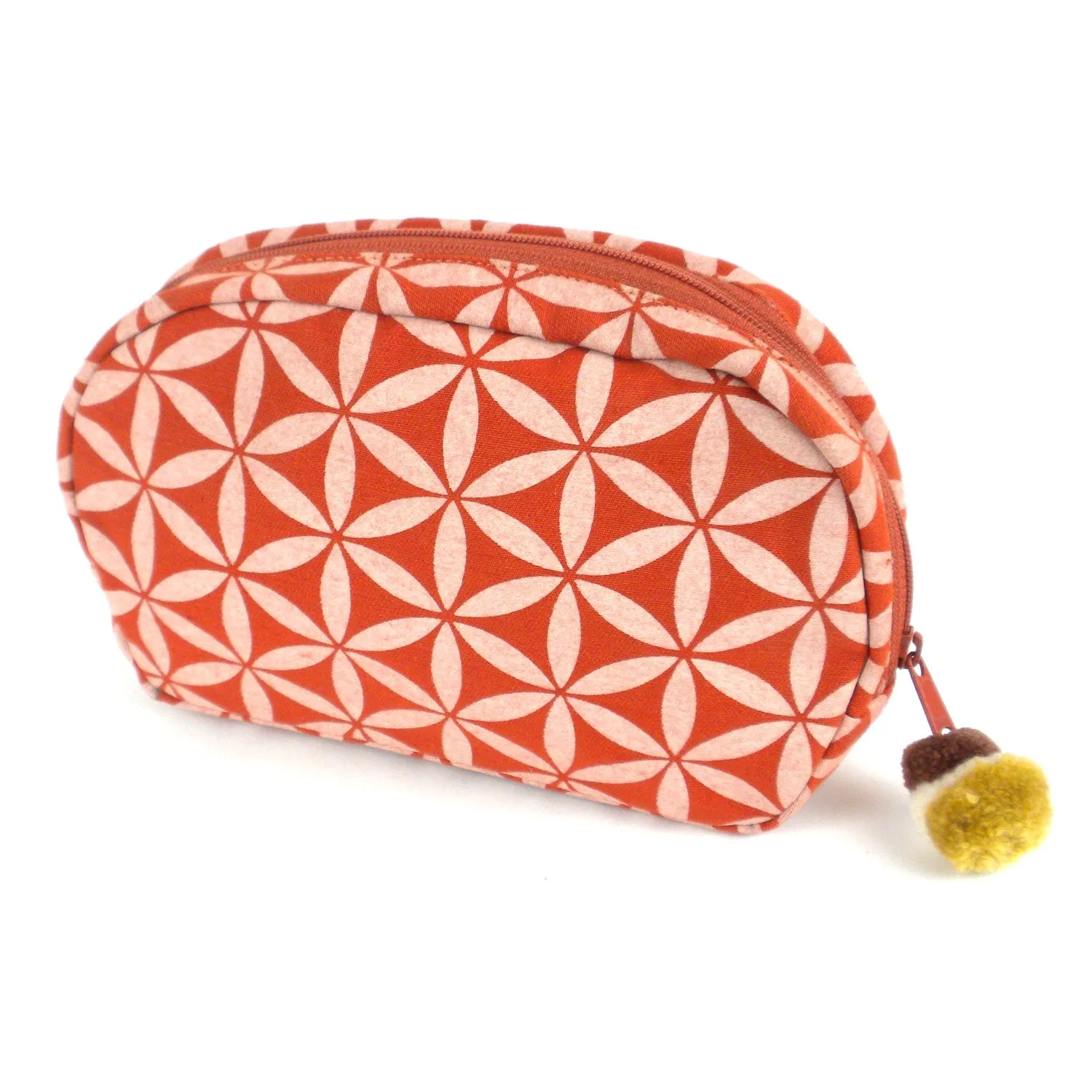 Flower of Life Makeup Bag Terra Cotta/Cream/Small Global Groove