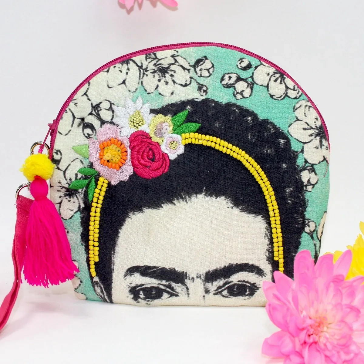 Frida Kahlo  Embroidered Make Up Bag