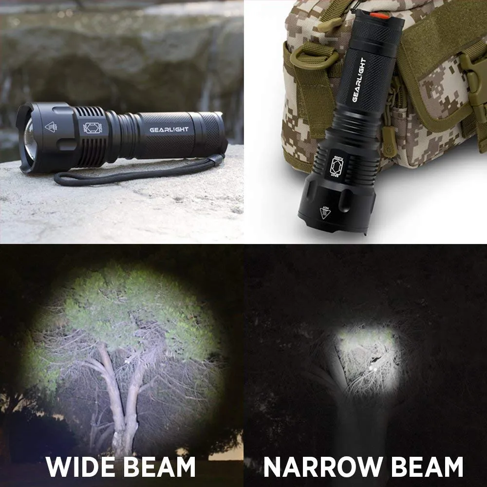 GearLight High-Powered LED Flashlight S1200 - Mid Size, Zoomable, Water Resistant, Handheld Light with 5 Modes - Best High Lumen