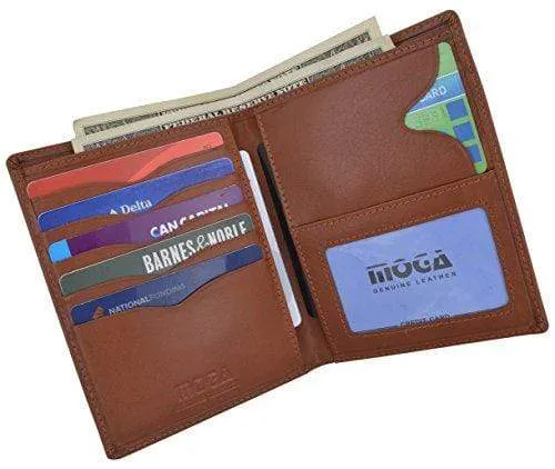 Genuine Leather Large Hipster Bifold Credit Card ID Holder Wallet for Men by Moga