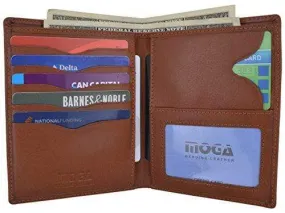 Genuine Leather Large Hipster Bifold Credit Card ID Holder Wallet for Men by Moga