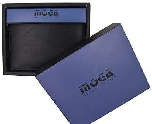 Genuine Leather Large Hipster Bifold Credit Card ID Holder Wallet for Men by Moga