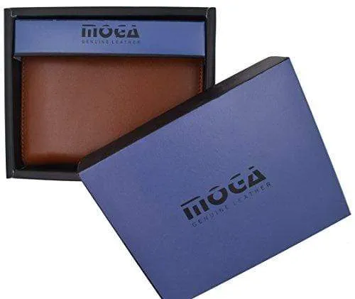 Genuine Leather Large Hipster Bifold Credit Card ID Holder Wallet for Men by Moga