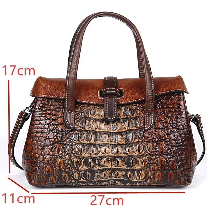 Genuine Leather Shoulder Bag Luxury Alligator Handbag