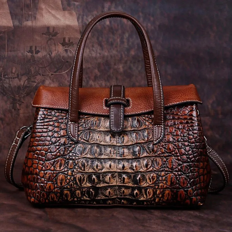 Genuine Leather Shoulder Bag Luxury Alligator Handbag