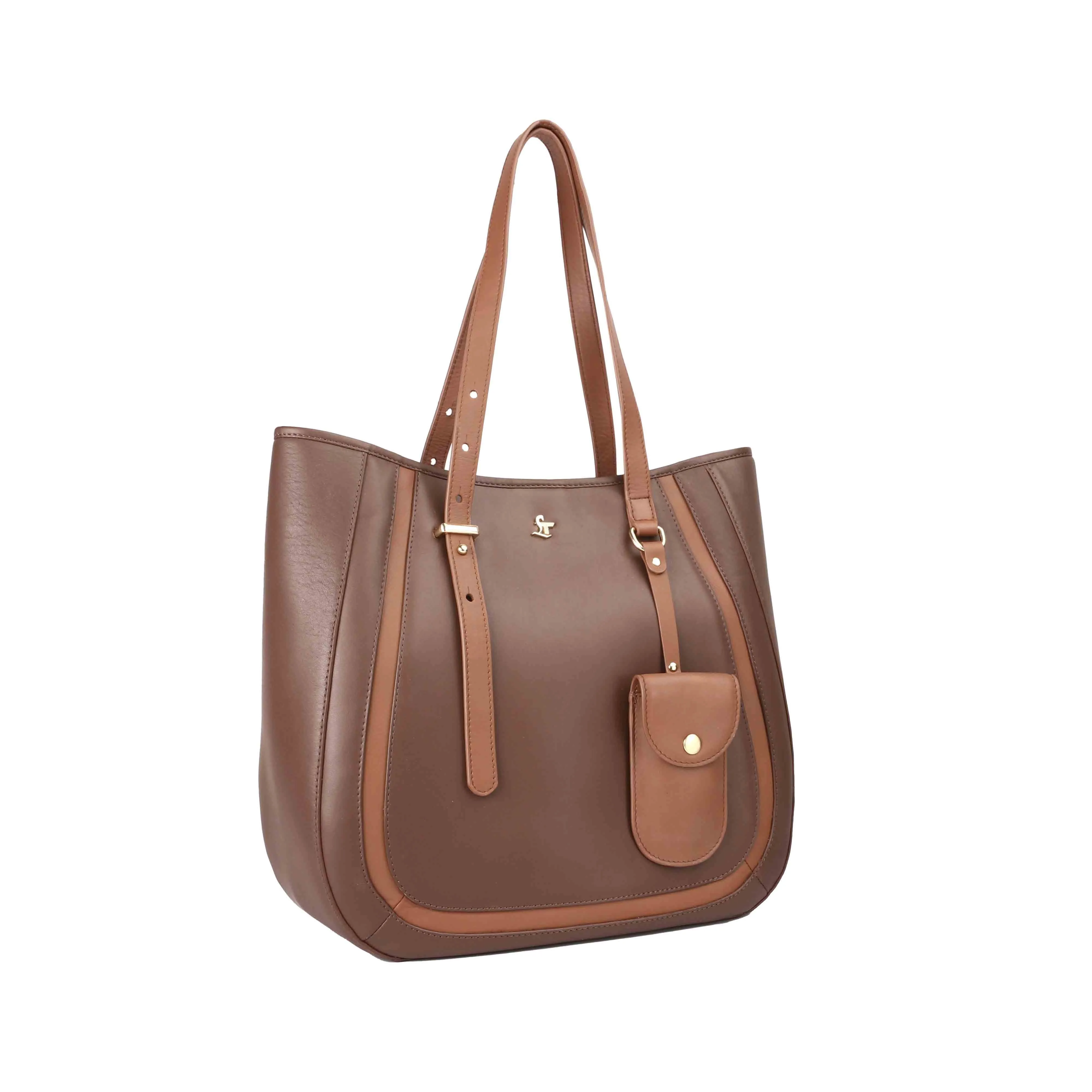 Georgia Collection | Genuine Leather Tote Bags For Women | Leather Handbags | Ideal For Office, College & Travel | Colour - Blue, Black, Brown, Tan