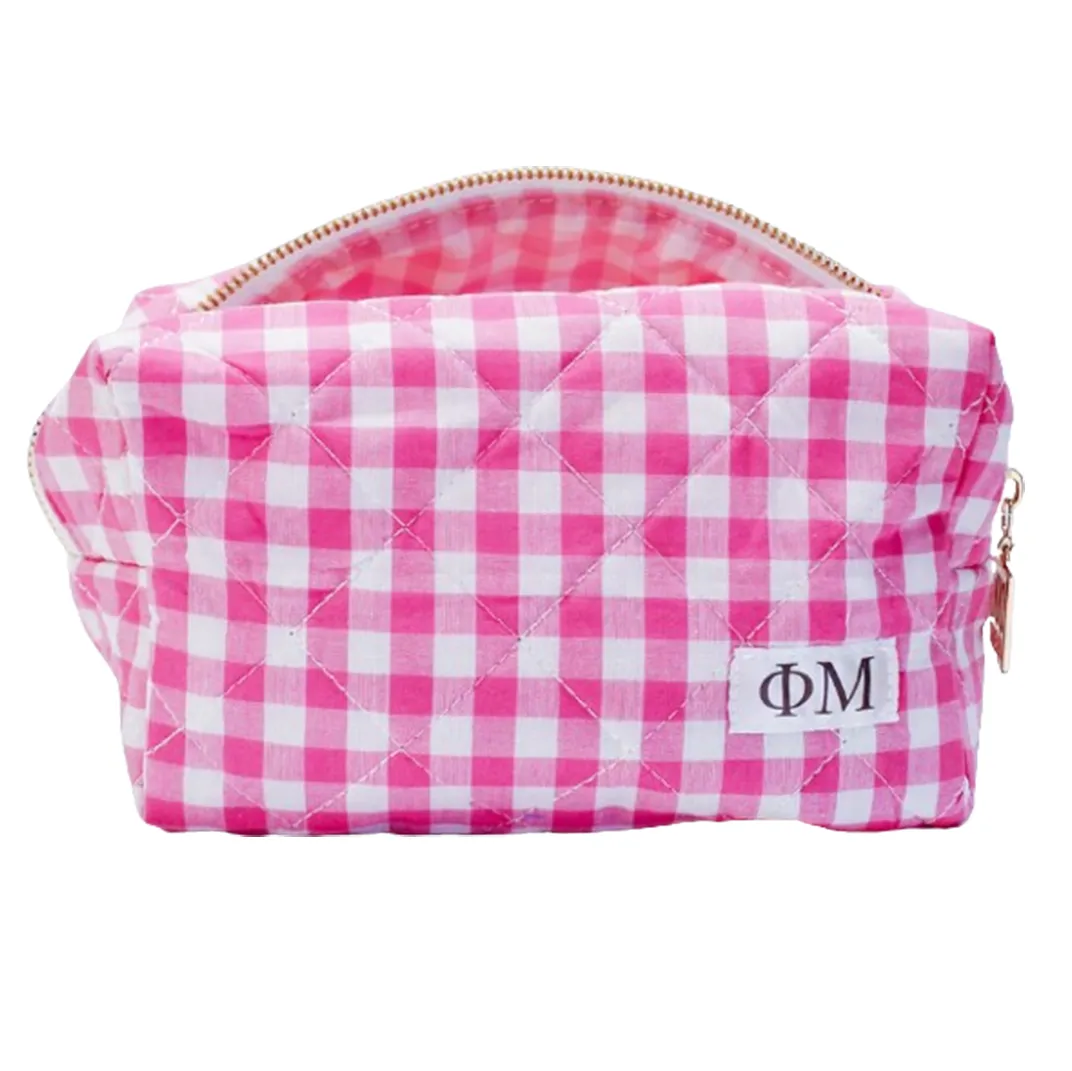 Gingham Quilted Makeup Bag