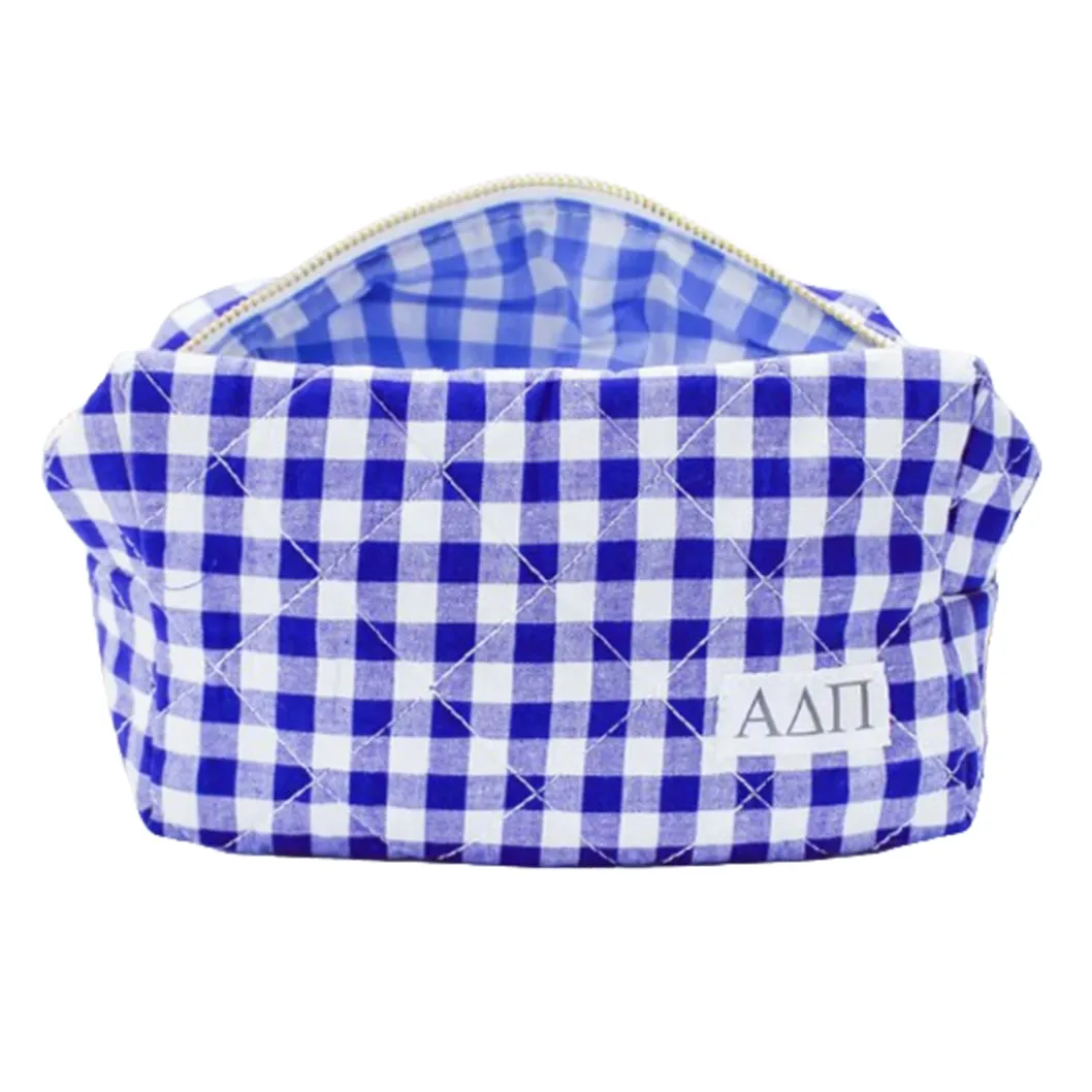 Gingham Quilted Makeup Bag