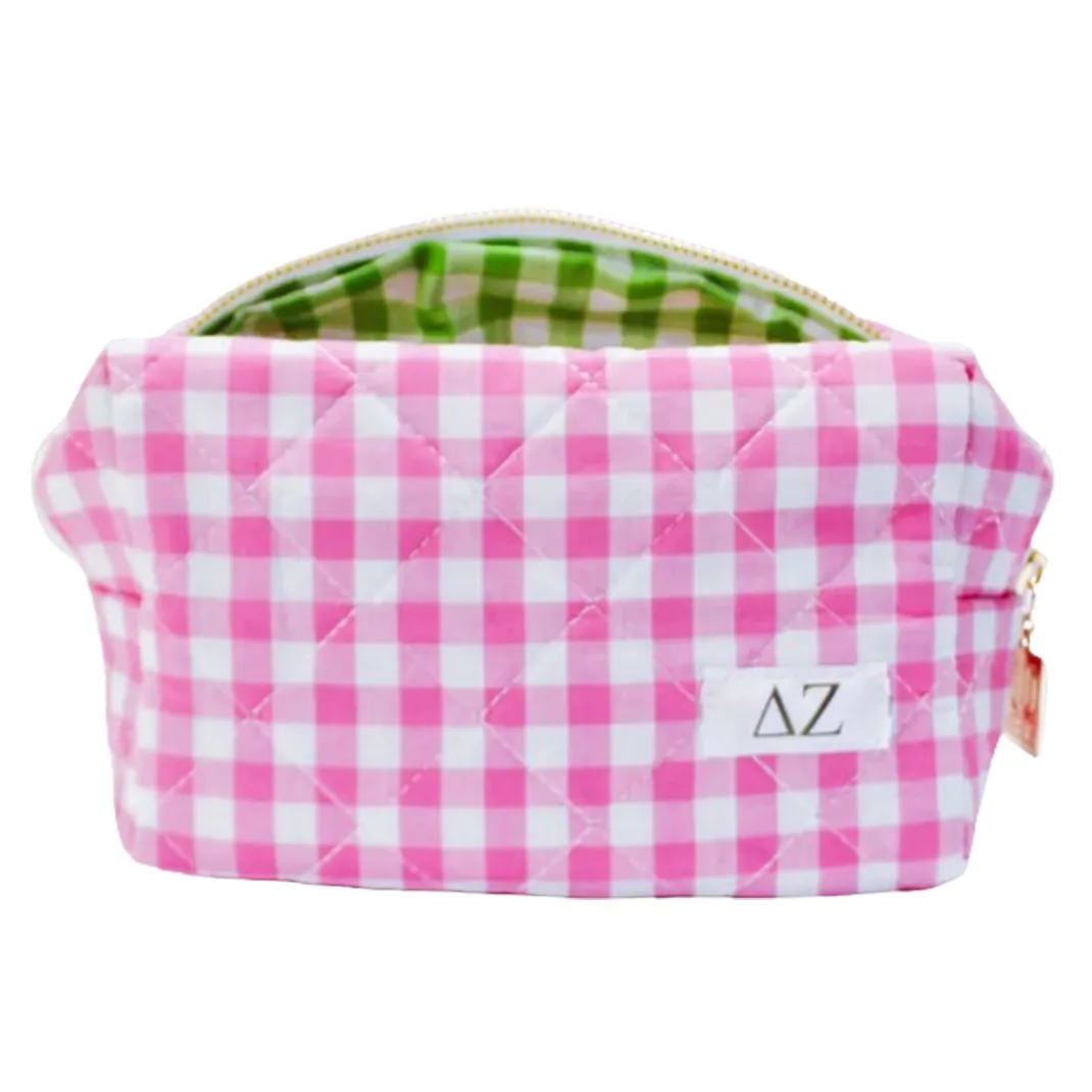 Gingham Quilted Makeup Bag