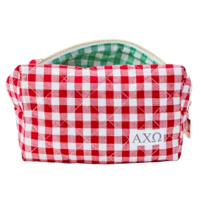 Gingham Quilted Makeup Bag