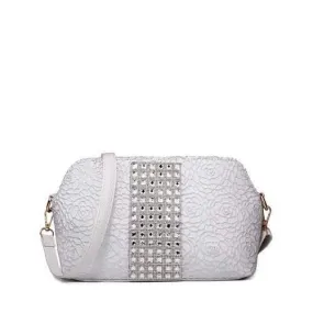 Graceful Lace and Rhinestones Design Shoulder Bag For Women - Silver