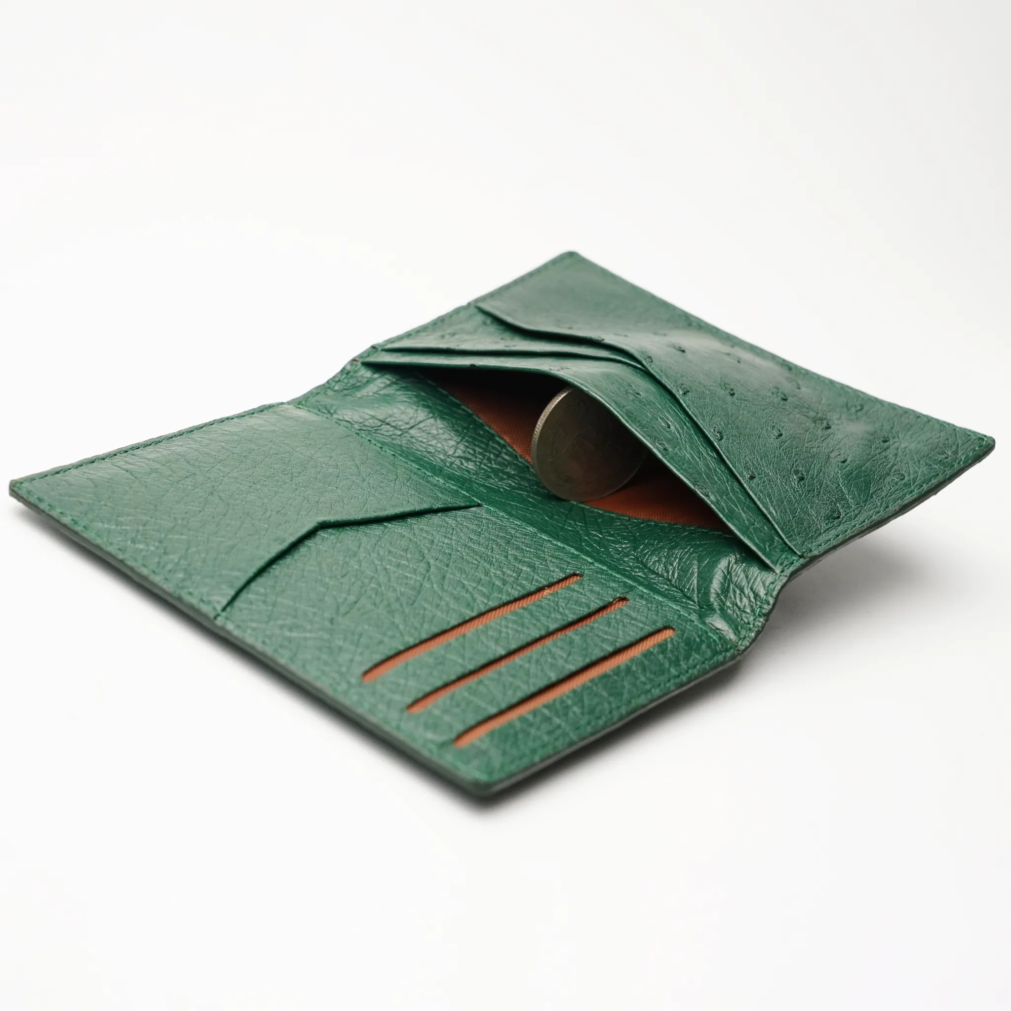 Green Double Side Ostrich Leather Credit Card Holder | RFID Blocking | CARDOS-08