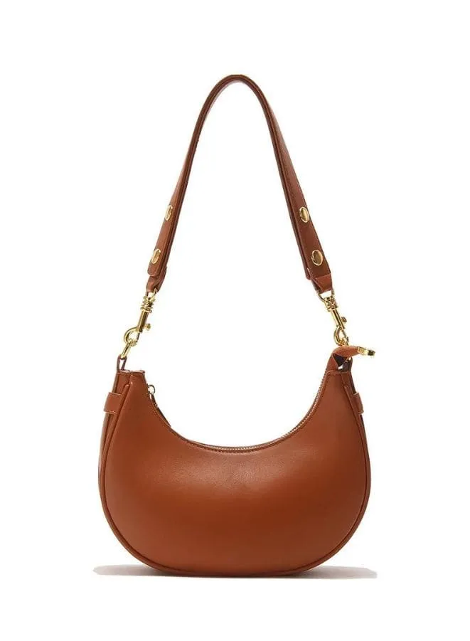 Half Moon Shape Leather Shoulder Bag