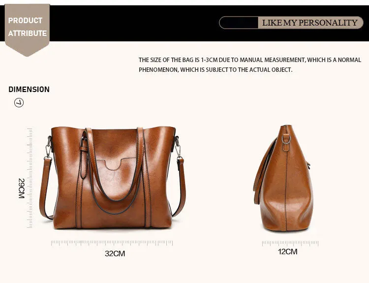 Handbag Shoulder Bags for Women Oil Wax Leather Handbag Tote Crossbody Women