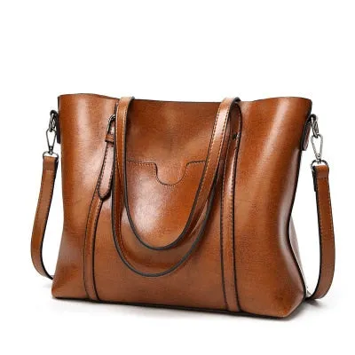 Handbag Shoulder Bags for Women Oil Wax Leather Handbag Tote Crossbody Women