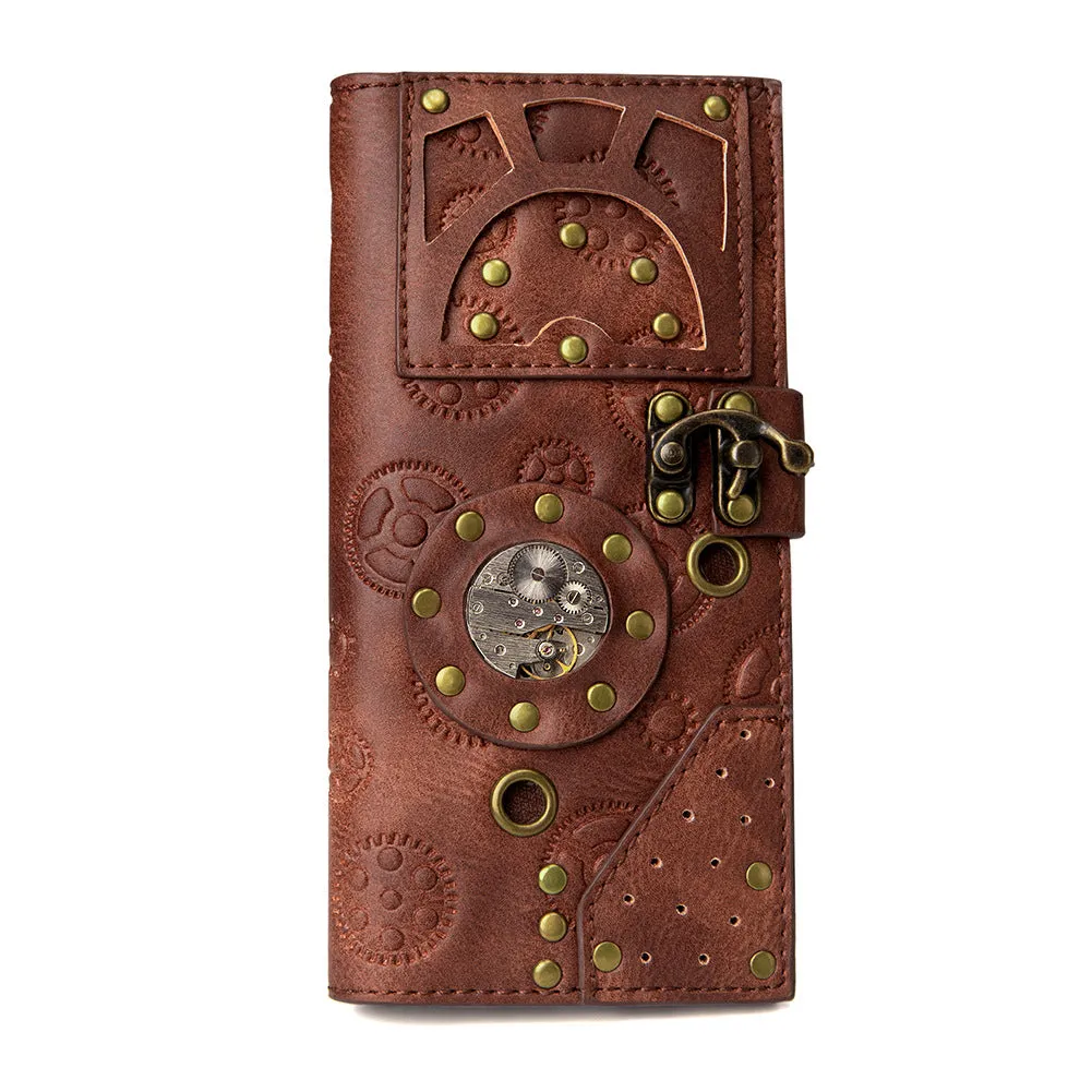 Handmade Vintage Steampunk Gear Leather Card Holder Purse