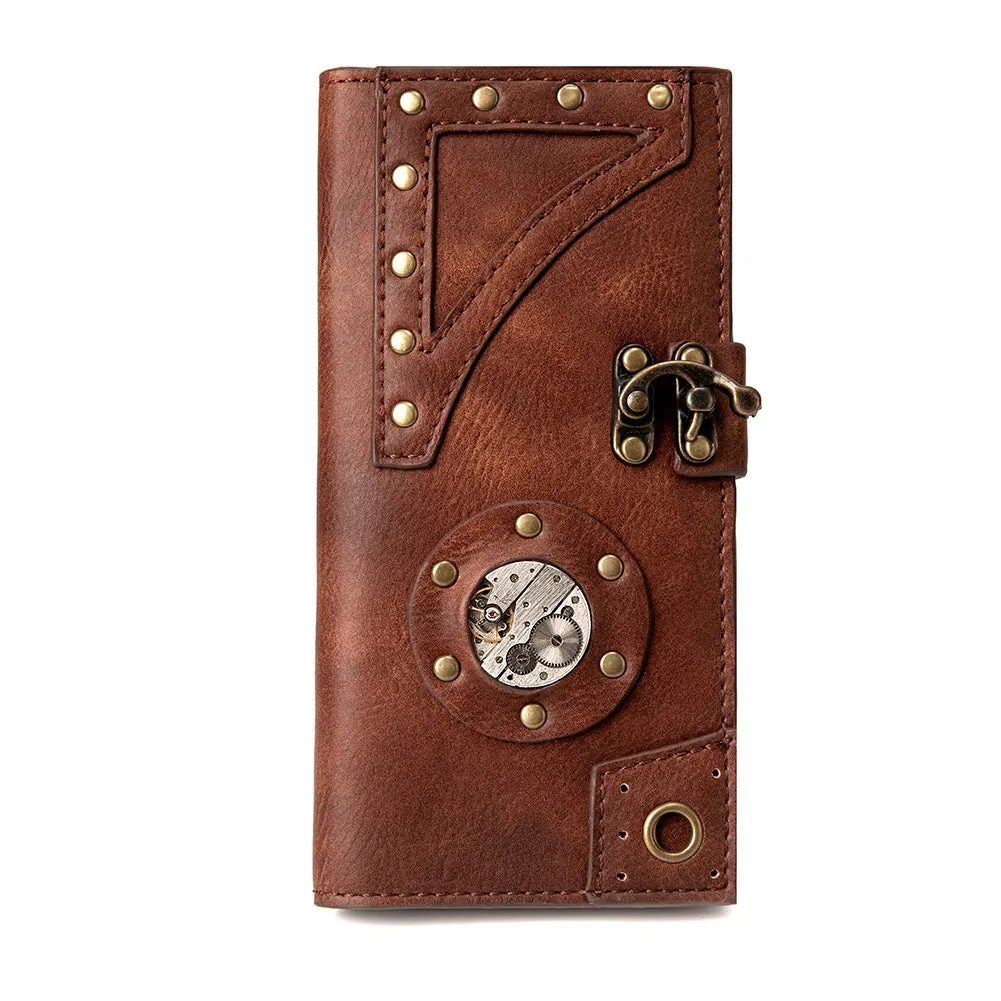 Handmade Vintage Steampunk Gear Leather Card Holder Purse