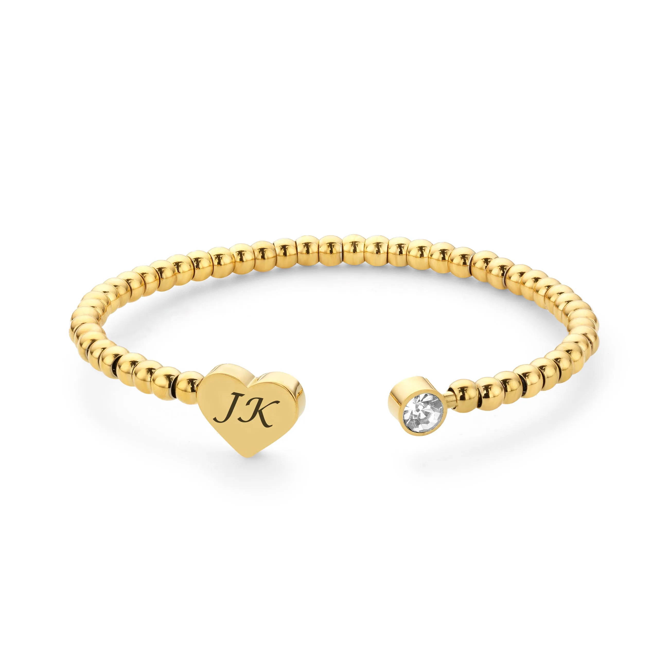 Heart ball bangle gold