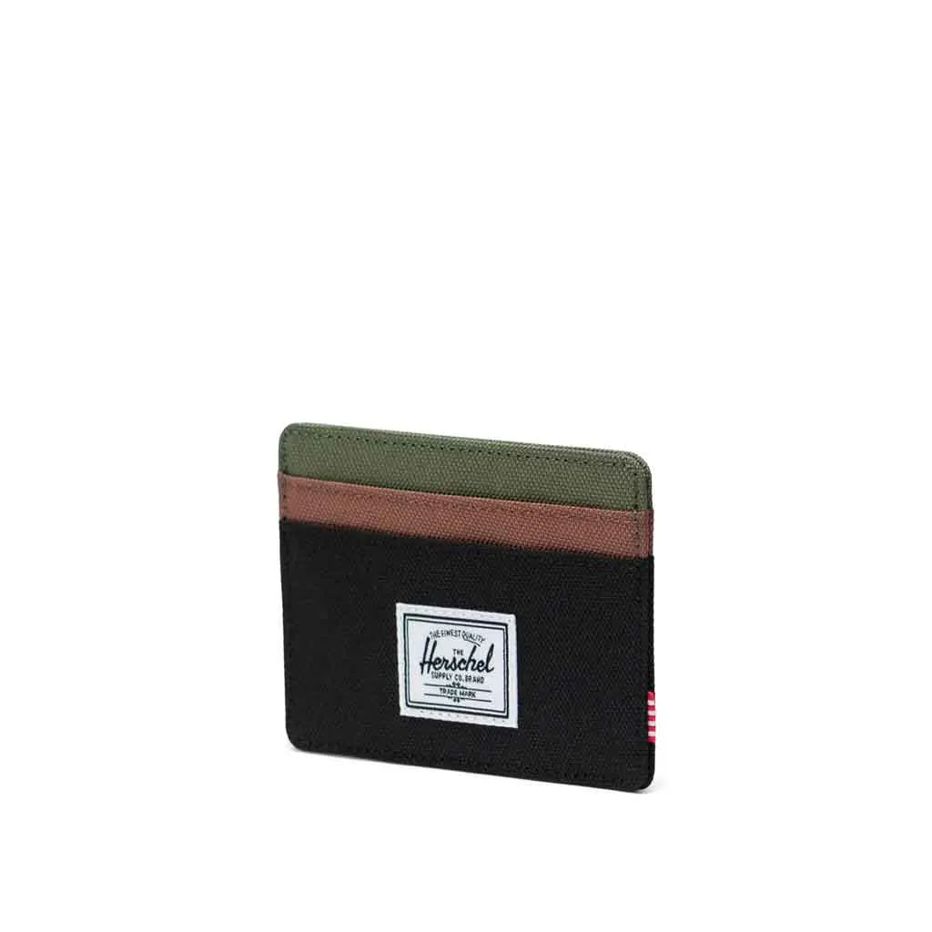 Herschel Charlie Cardholder Wallet -  Black/Four Leaf Clvr/Sddle Brn