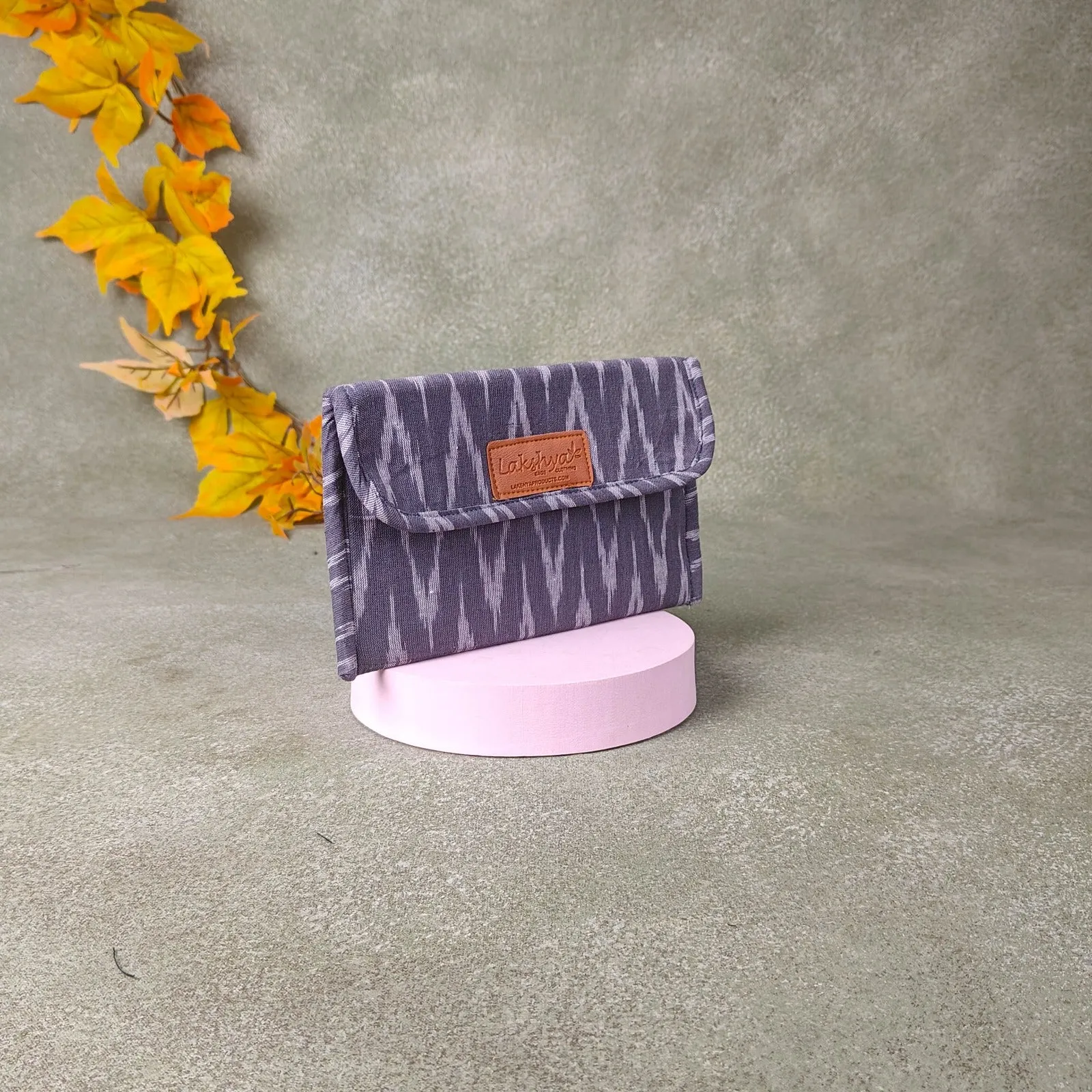 Ikat Clutch Grey colour White Zig Zag Prints