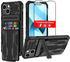 iPhone 14 Pro Max Case with Wallet Protectors Full Body Shockproof Protection Black