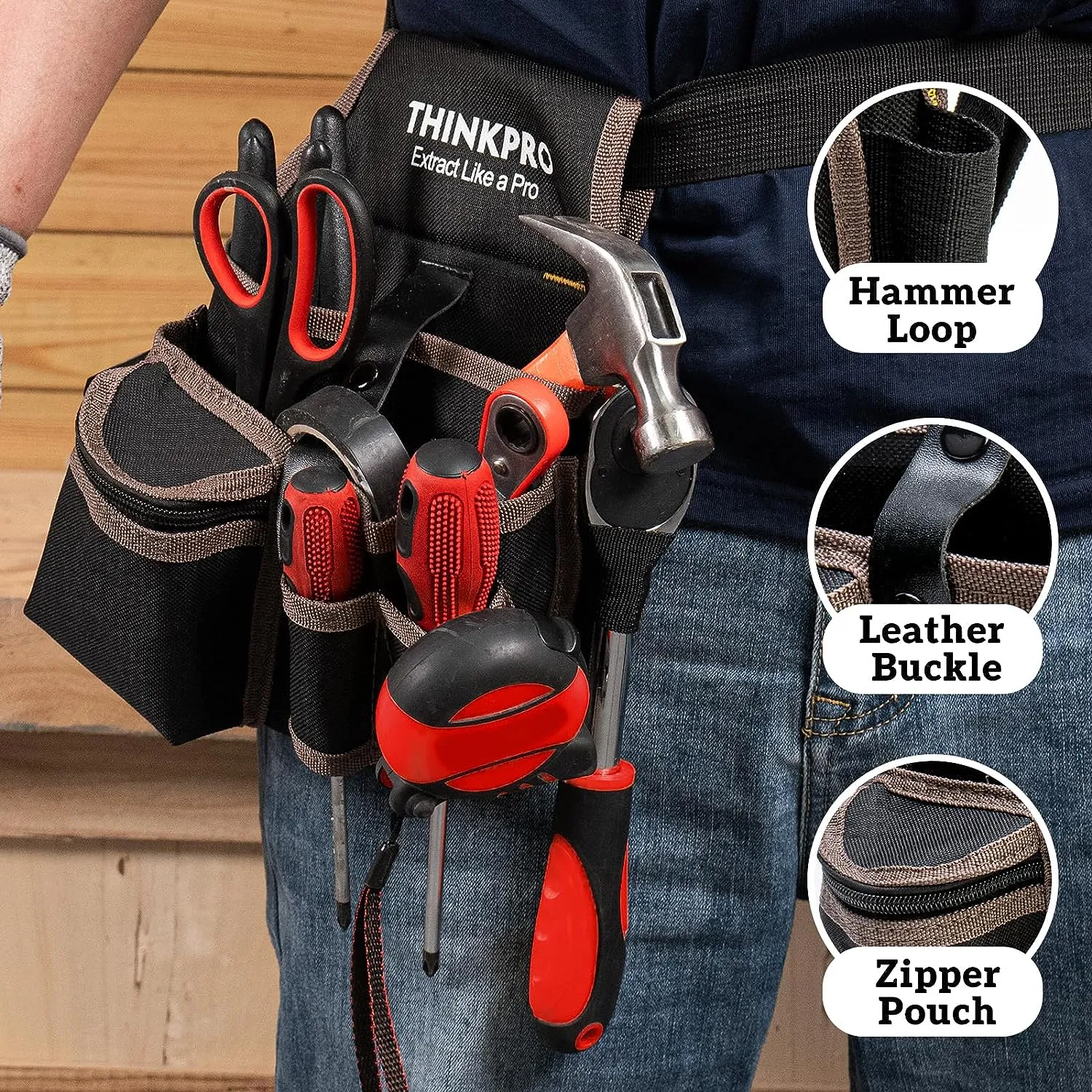 ITEM# 0189   8 Pockets Tool Pouch Bag, Utility Zipper Pouch with Adjustable Waist Belt for Electrician, Carpenter, Construction, Contractor (Watch Video)