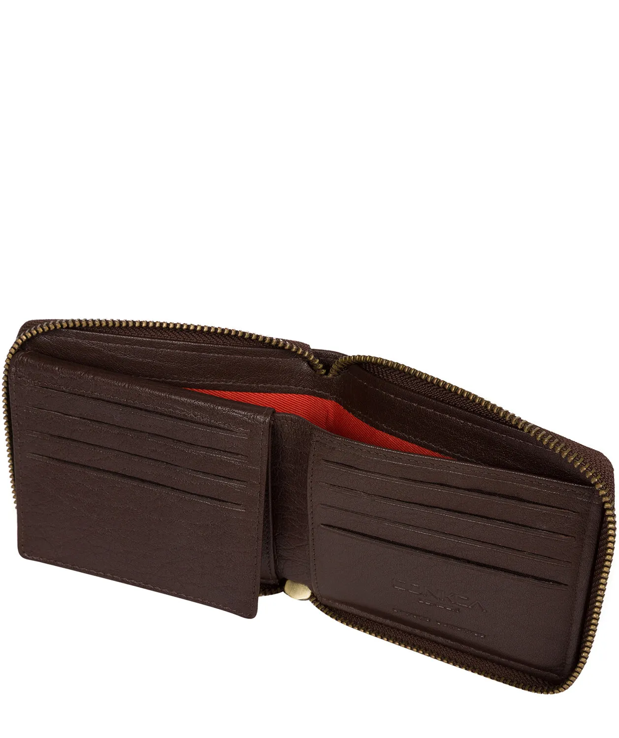 'Krieger' Dark Brown Zip Round Leather Wallet