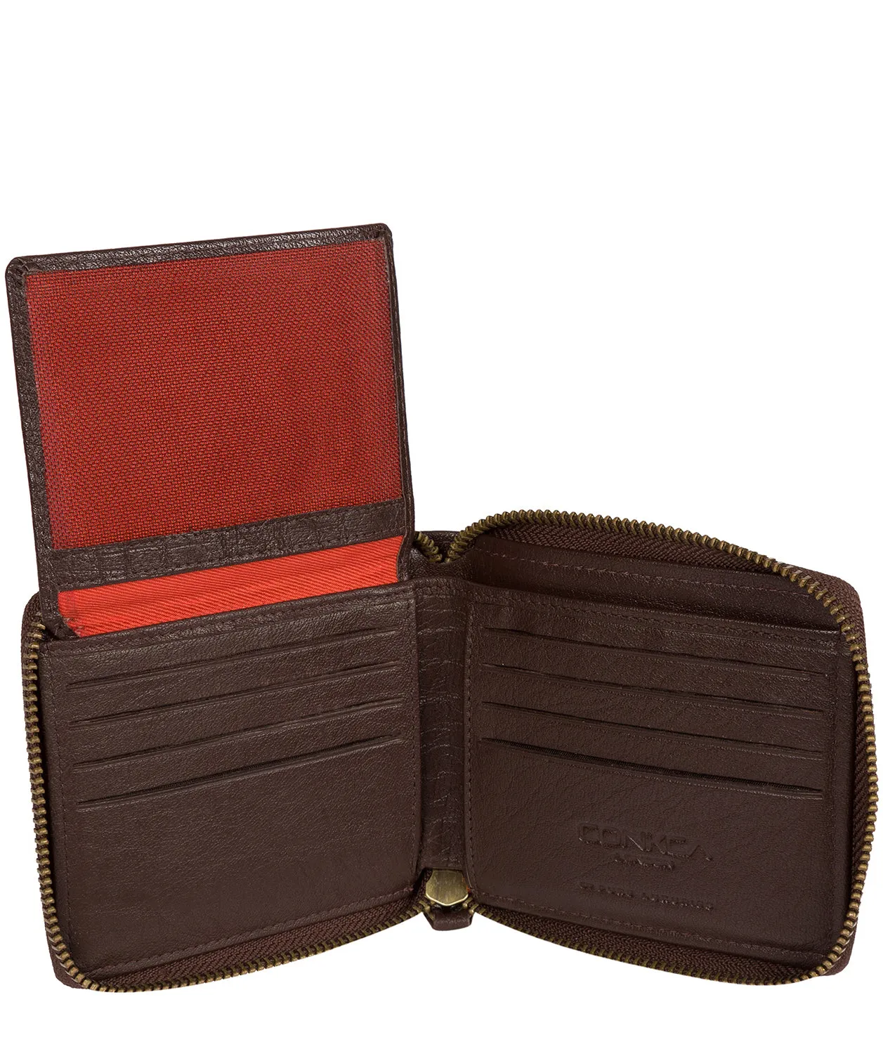 'Krieger' Dark Brown Zip Round Leather Wallet