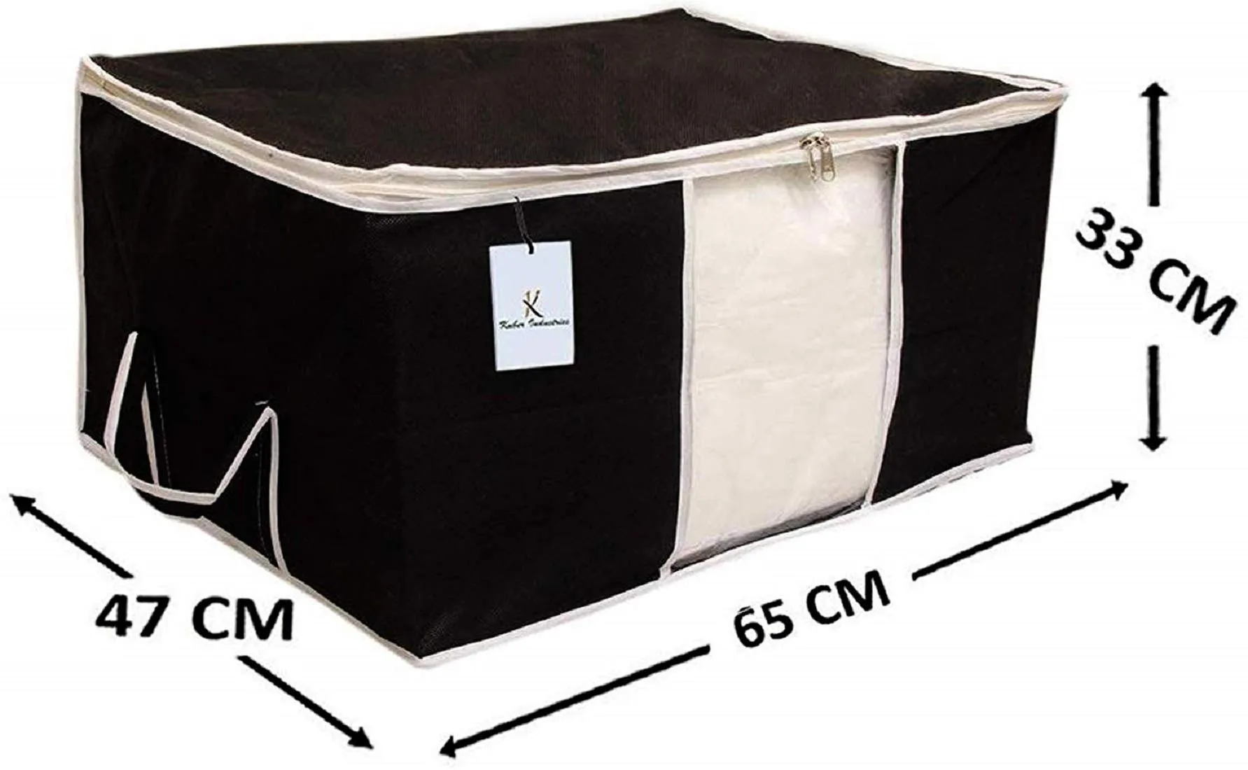 Kuber Industries Non Woven 4 Pieces Saree Cover And 4 Pieces Underbed Storage Bag, Cloth Organizer For Storage, Blanket Cover Combo Set (Black) -CTKTC038469