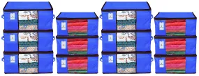 Kuber Industries Non Woven 6 Pieces Saree Cover and 6 Pieces Underbed Storage Bag, Cloth Organizer for Storage, Blanket Cover Combo Set (Royal Blue) -CTKTC38497