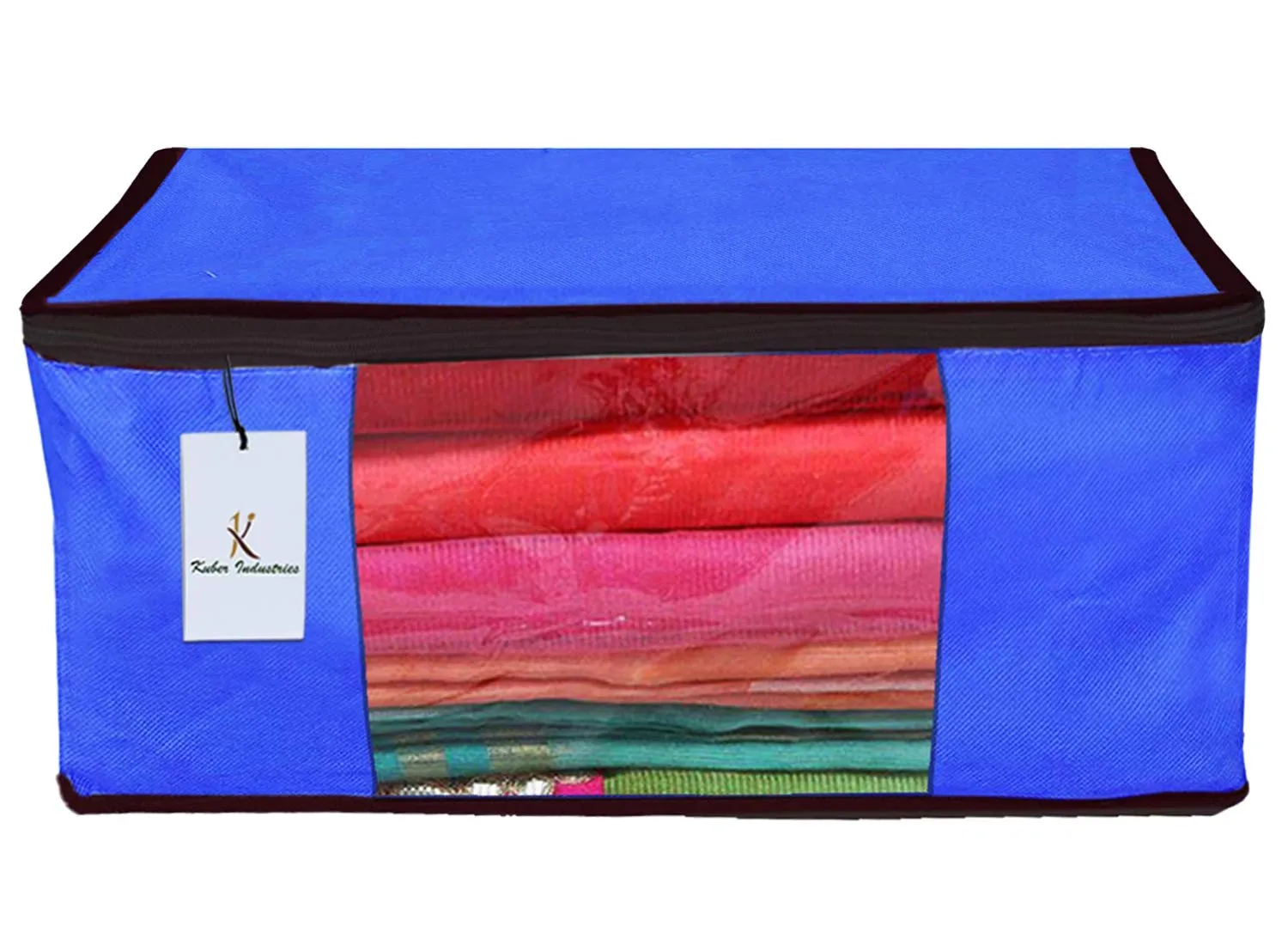 Kuber Industries Non Woven 6 Pieces Saree Cover and 6 Pieces Underbed Storage Bag, Cloth Organizer for Storage, Blanket Cover Combo Set (Royal Blue) -CTKTC38497